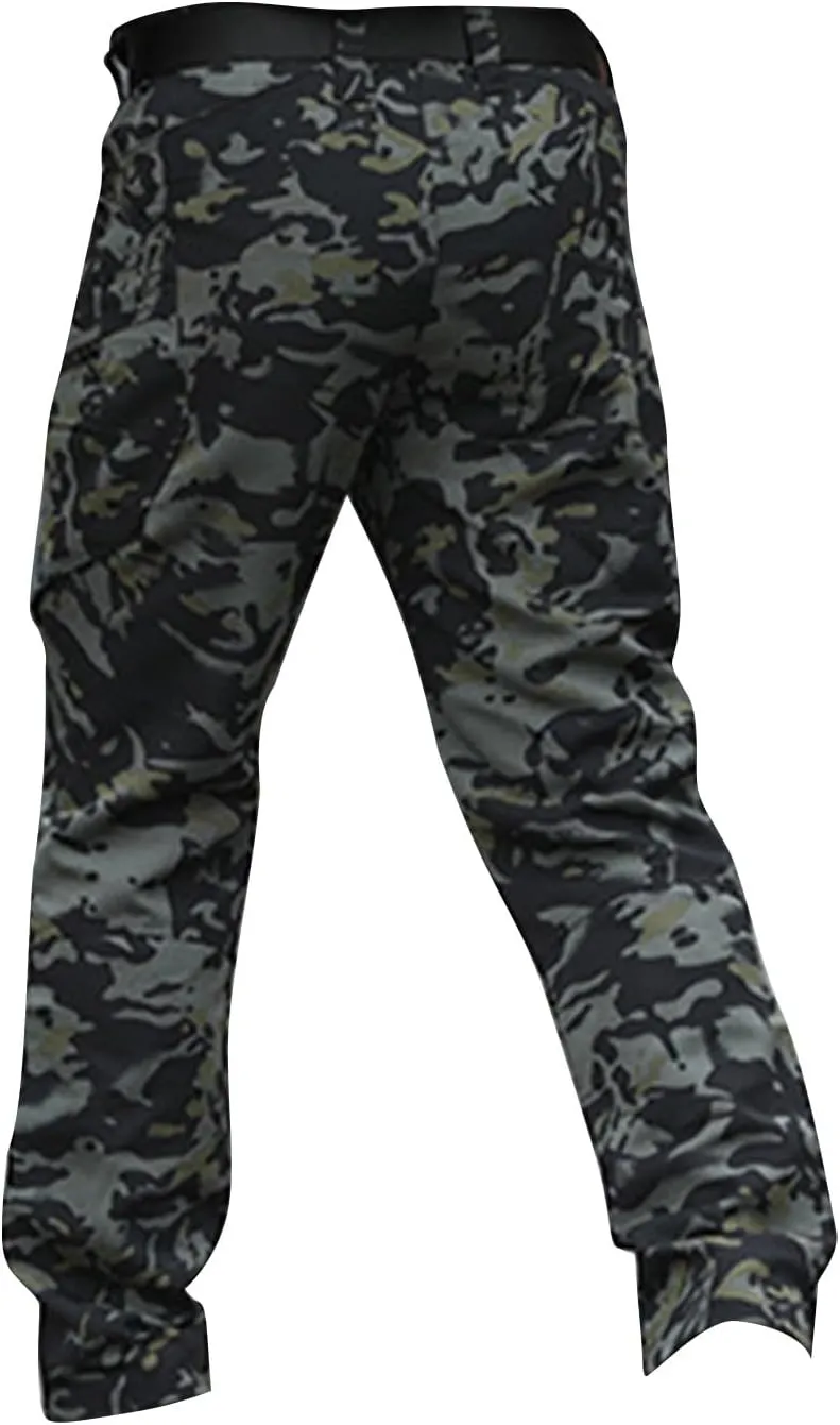 Cargo Pants for Men Tactical Pants Stretch Slim Fit Lightweight Ripstop Outdoor Casual Work Trousers with Pockets