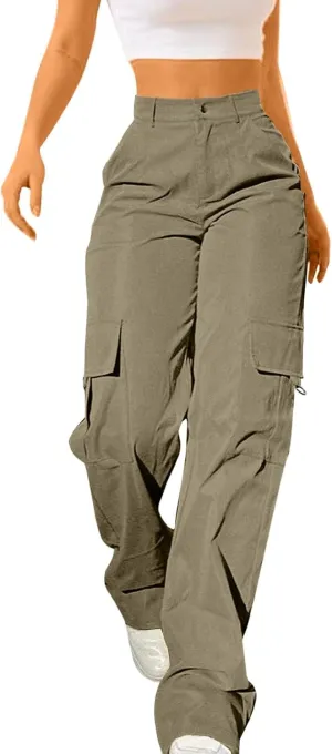 Cargo Pants for Women High Waisted Casual Pants Work Pants Baggy Stretchy Wide Leg Y2K Streetwear with Pockets
