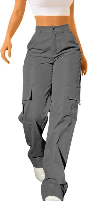 Cargo Pants for Women High Waisted Casual Pants Work Pants Baggy Stretchy Wide Leg Y2K Streetwear with Pockets