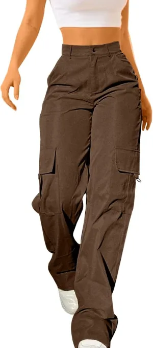 Cargo Pants for Women High Waisted Casual Pants Work Pants Baggy Stretchy Wide Leg Y2K Streetwear with Pockets