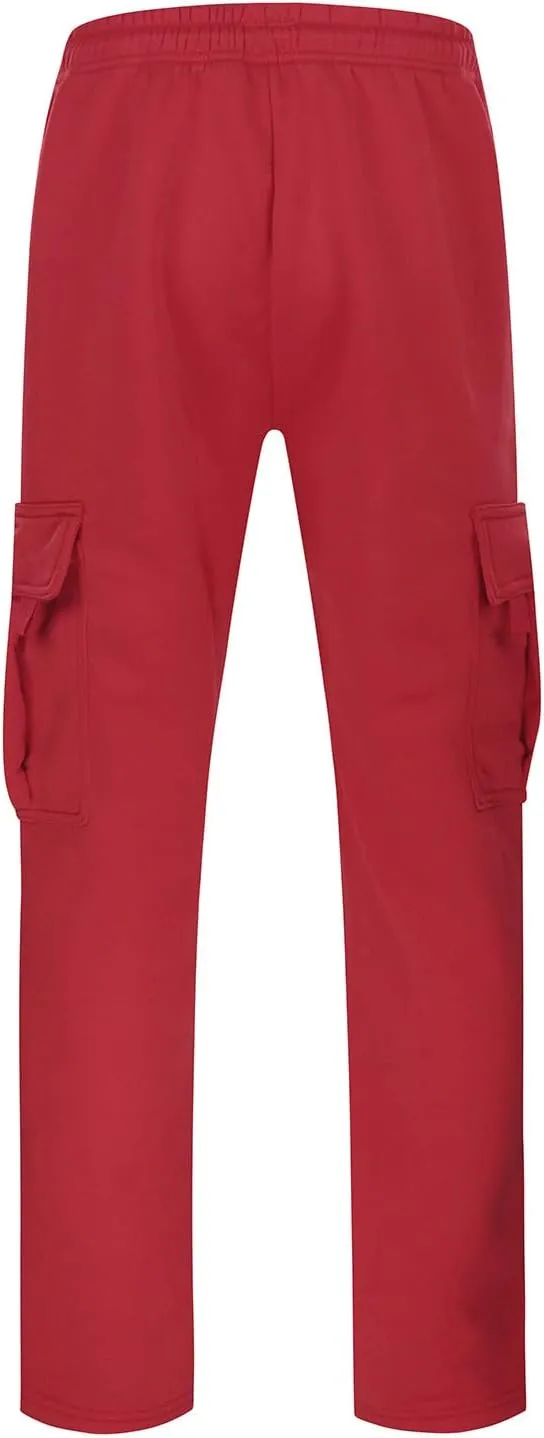 Cargo Sweatpants for Men Heavyweight Fleece Baggy Elastic Waist Drawstring Joggers Fall Trousers with Pockets