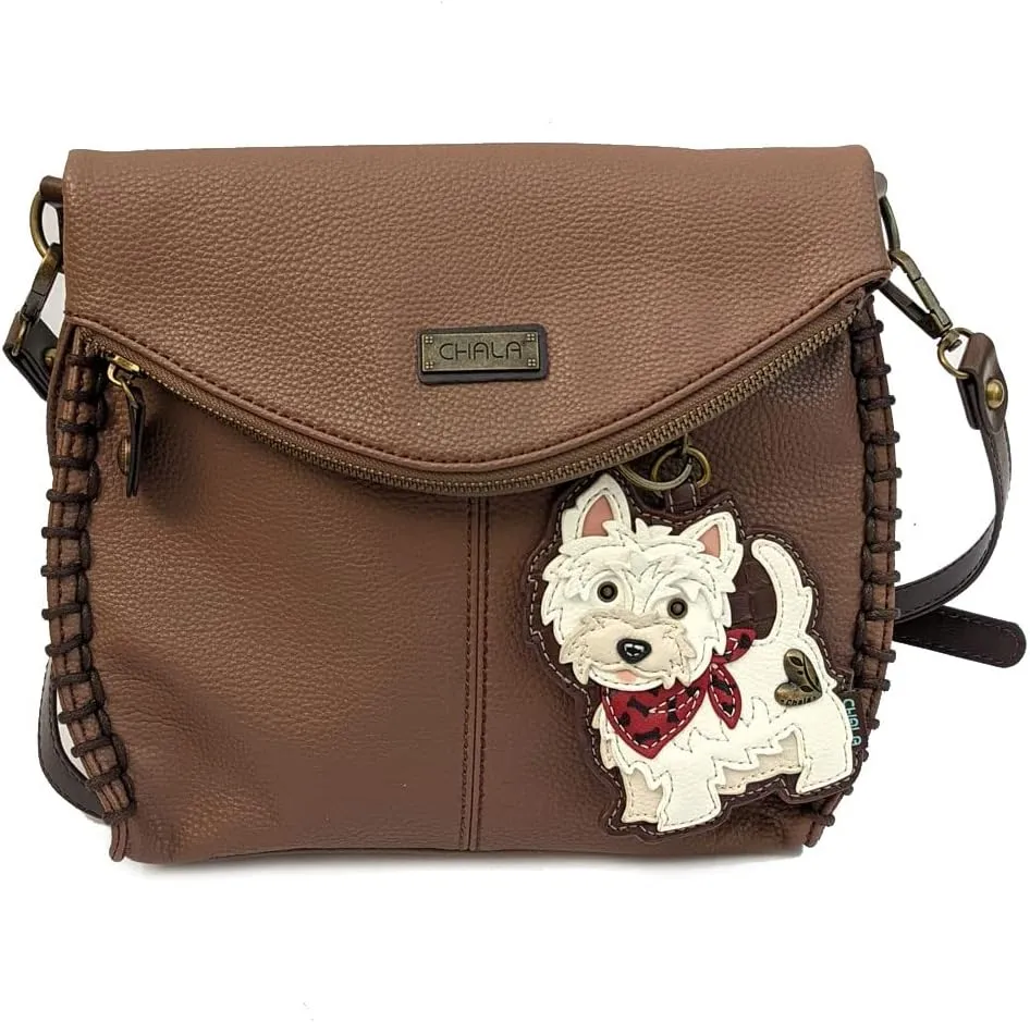 Chala Charming Crossbody Bag Shoulder Handbag With Flap Top and Zipper Brown