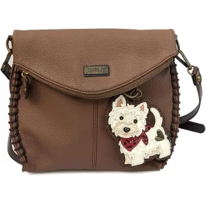 Chala Charming Crossbody Bag Shoulder Handbag With Flap Top and Zipper Brown