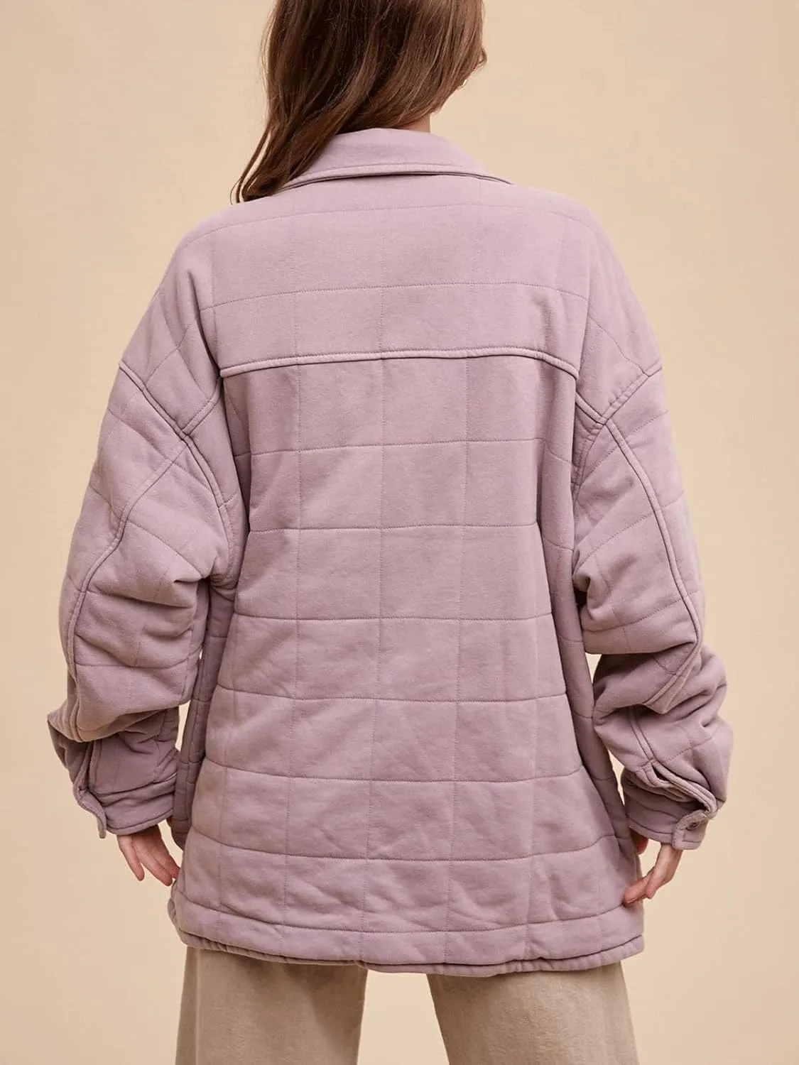 CHARTOU Women Winter Soft Plaid Cotton Coat Lapel Button Up Puffer Jacket Padded Oversized Top with Pockets