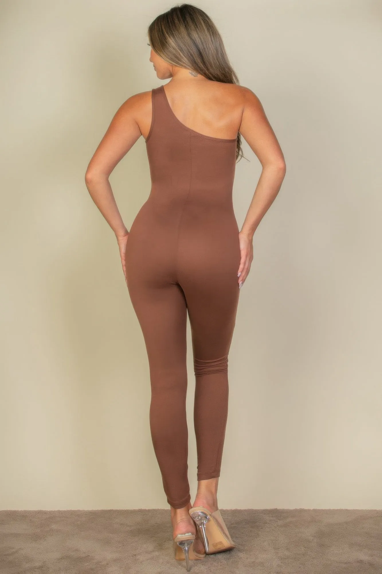 Chic Solid Color One Shoulder Jumpsuit