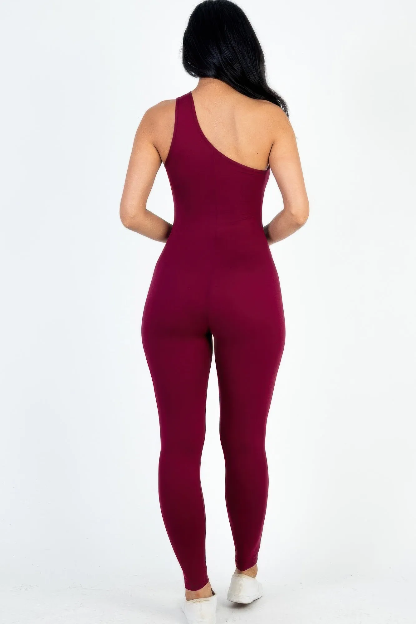 Chic Solid Color One Shoulder Jumpsuit
