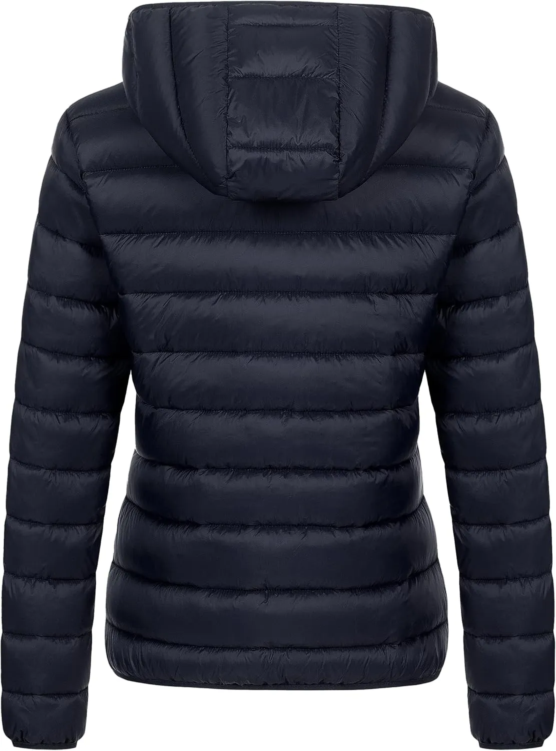 Chrisuno Women's Lightweight Short Puffer Jacket Packable Quilt Warm Winter Coat with Removable Hood