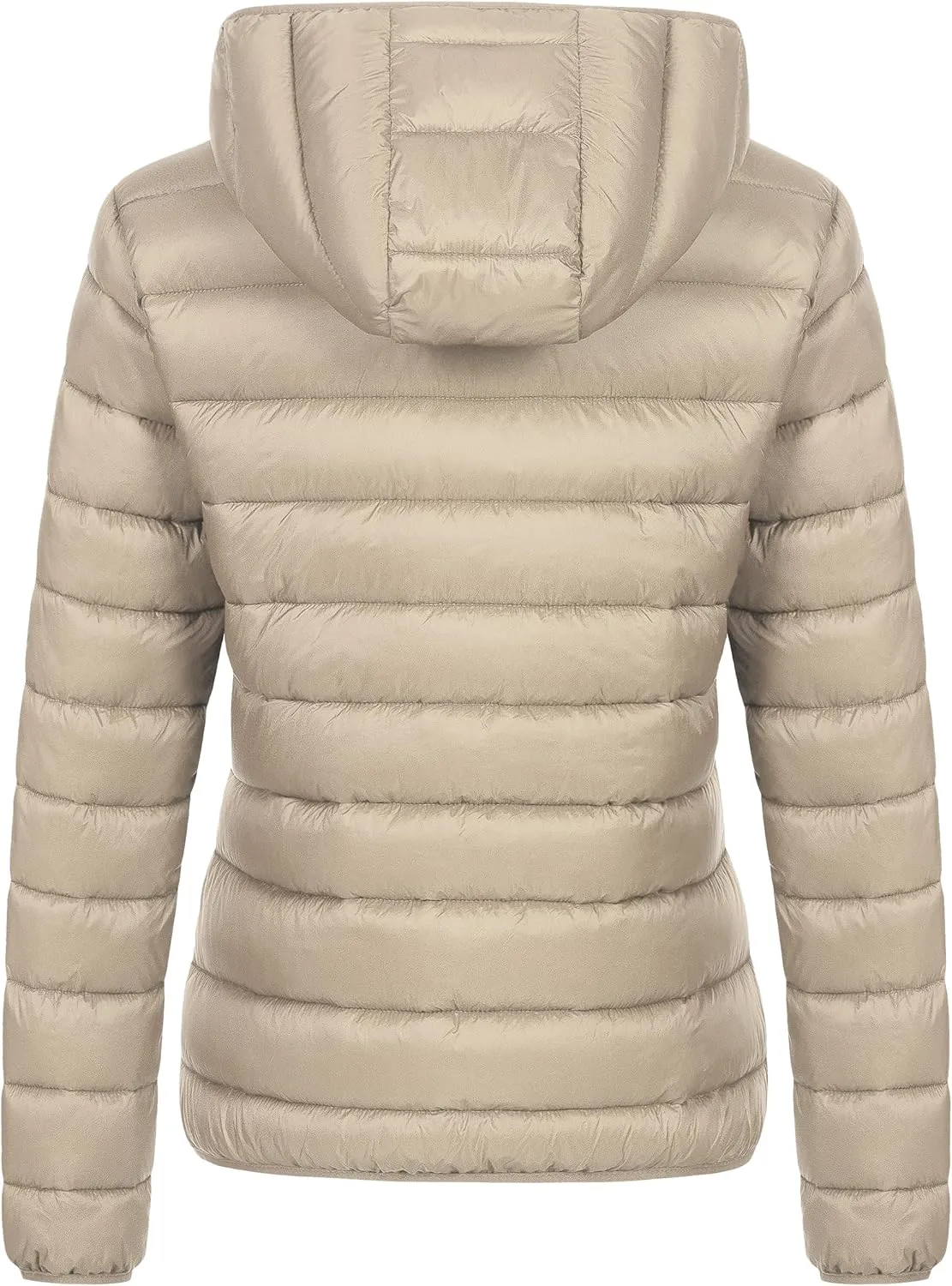 Chrisuno Women's Lightweight Short Puffer Jacket Packable Quilt Warm Winter Coat with Removable Hood
