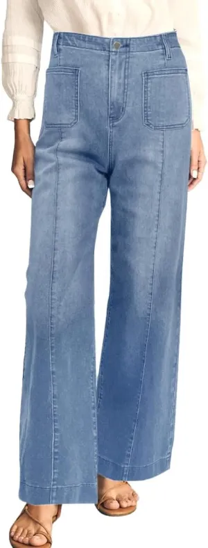 Cicy Bell Womens Wide Leg Flare Jeans Casual Baggy High Waisted Stretchy Trendy Front Seam Denim Pants