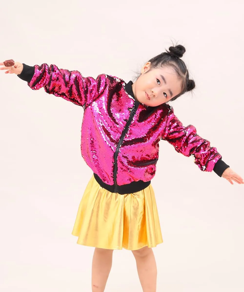 Cilucu Kids Jackets Girls Boys Flip Sequin Zipper Coat Jacket for Toddler Girls Birthday Outerwear Clothes