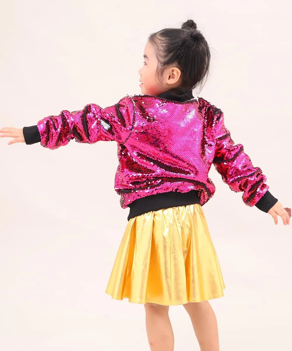 Cilucu Kids Jackets Girls Boys Flip Sequin Zipper Coat Jacket for Toddler Girls Birthday Outerwear Clothes