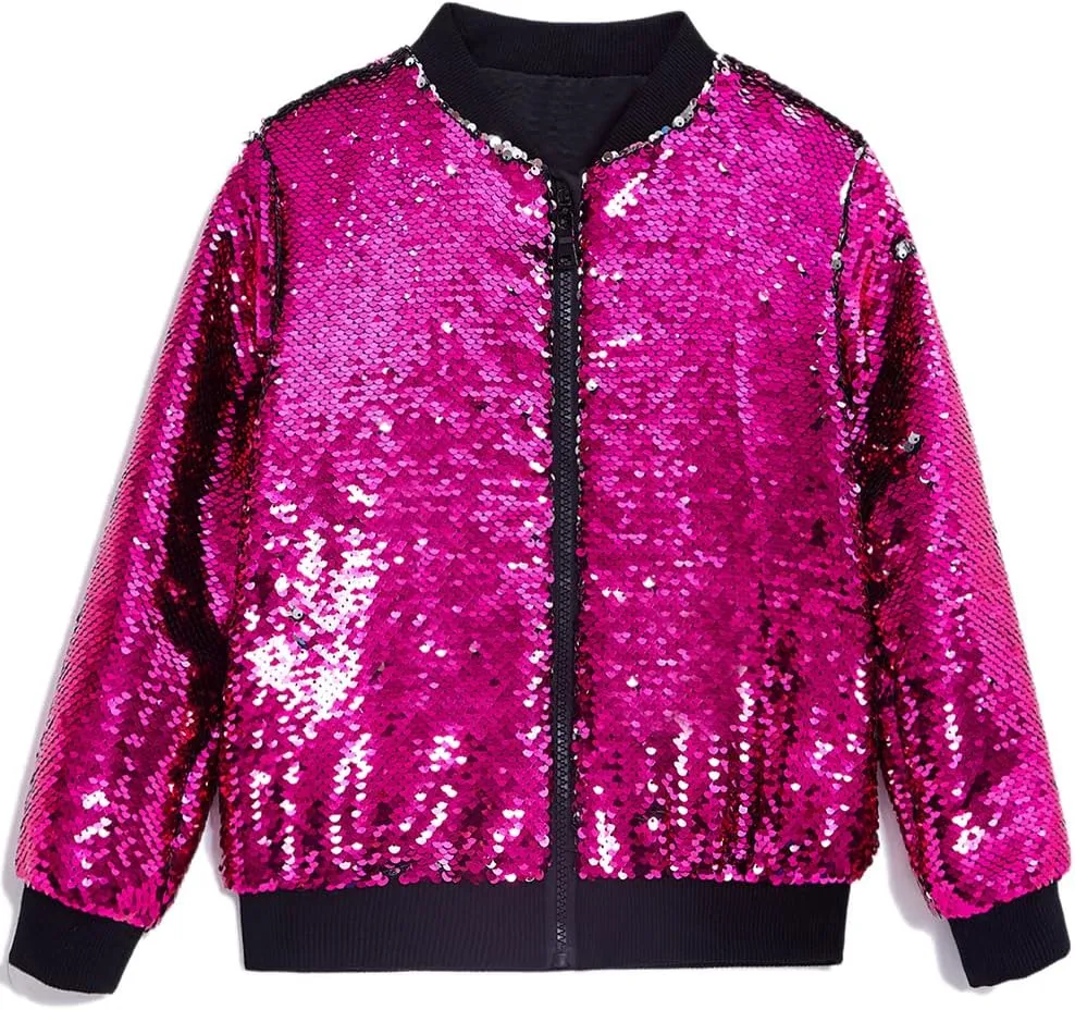 Cilucu Kids Jackets Girls Boys Flip Sequin Zipper Coat Jacket for Toddler Girls Birthday Outerwear Clothes
