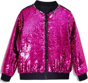 Cilucu Kids Jackets Girls Boys Flip Sequin Zipper Coat Jacket for Toddler Girls Birthday Outerwear Clothes