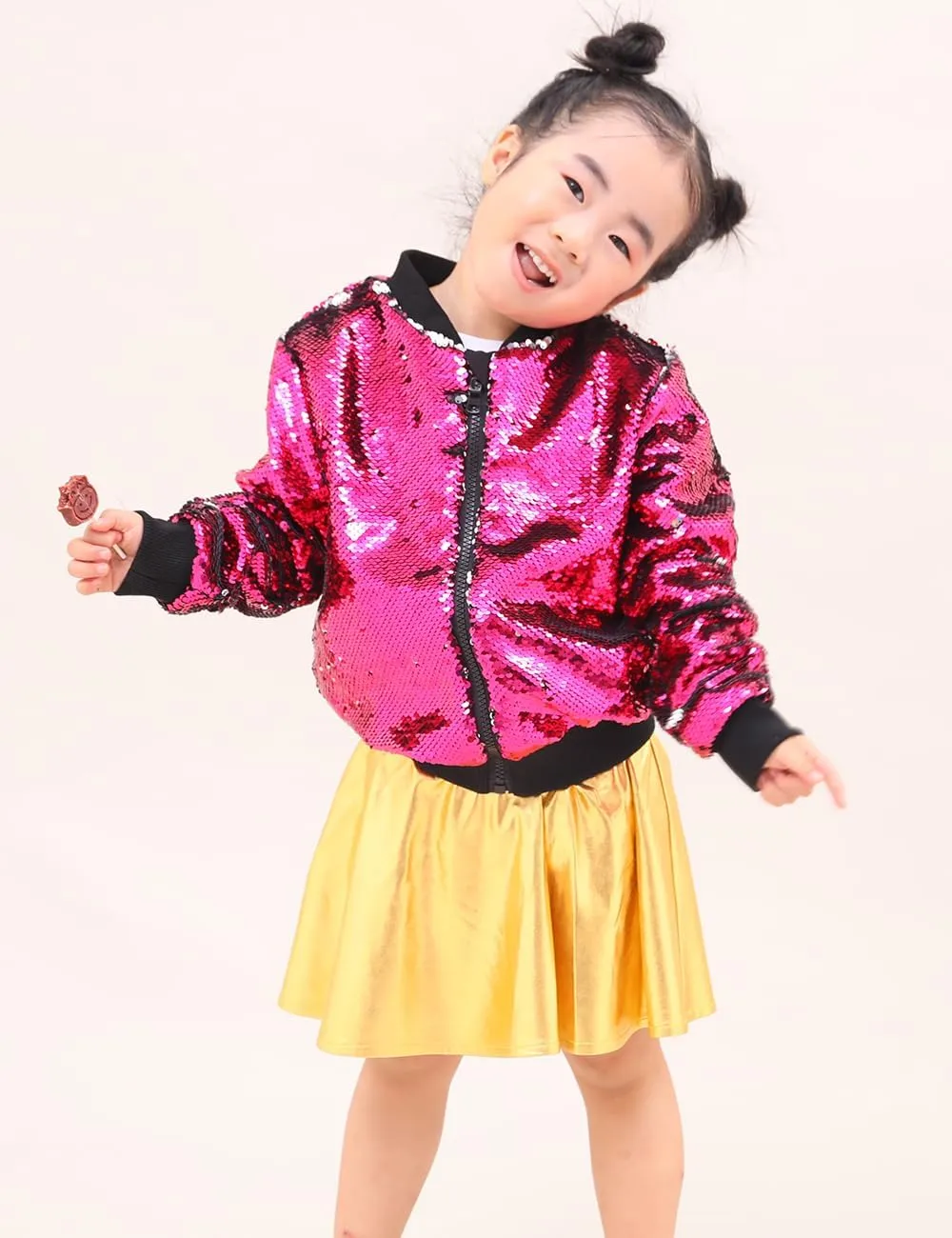 Cilucu Kids Jackets Girls Boys Flip Sequin Zipper Coat Jacket for Toddler Girls Birthday Outerwear Clothes