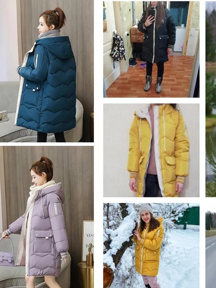 CJQJPNZ Down Jackets Female Winter Coat Women's Parkas Hooded Warm Winter Jacket Coat Cotton Padded Jacket-