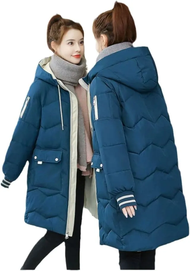 CJQJPNZ Down Jackets Female Winter Coat Women's Parkas Hooded Warm Winter Jacket Coat Cotton Padded Jacket-