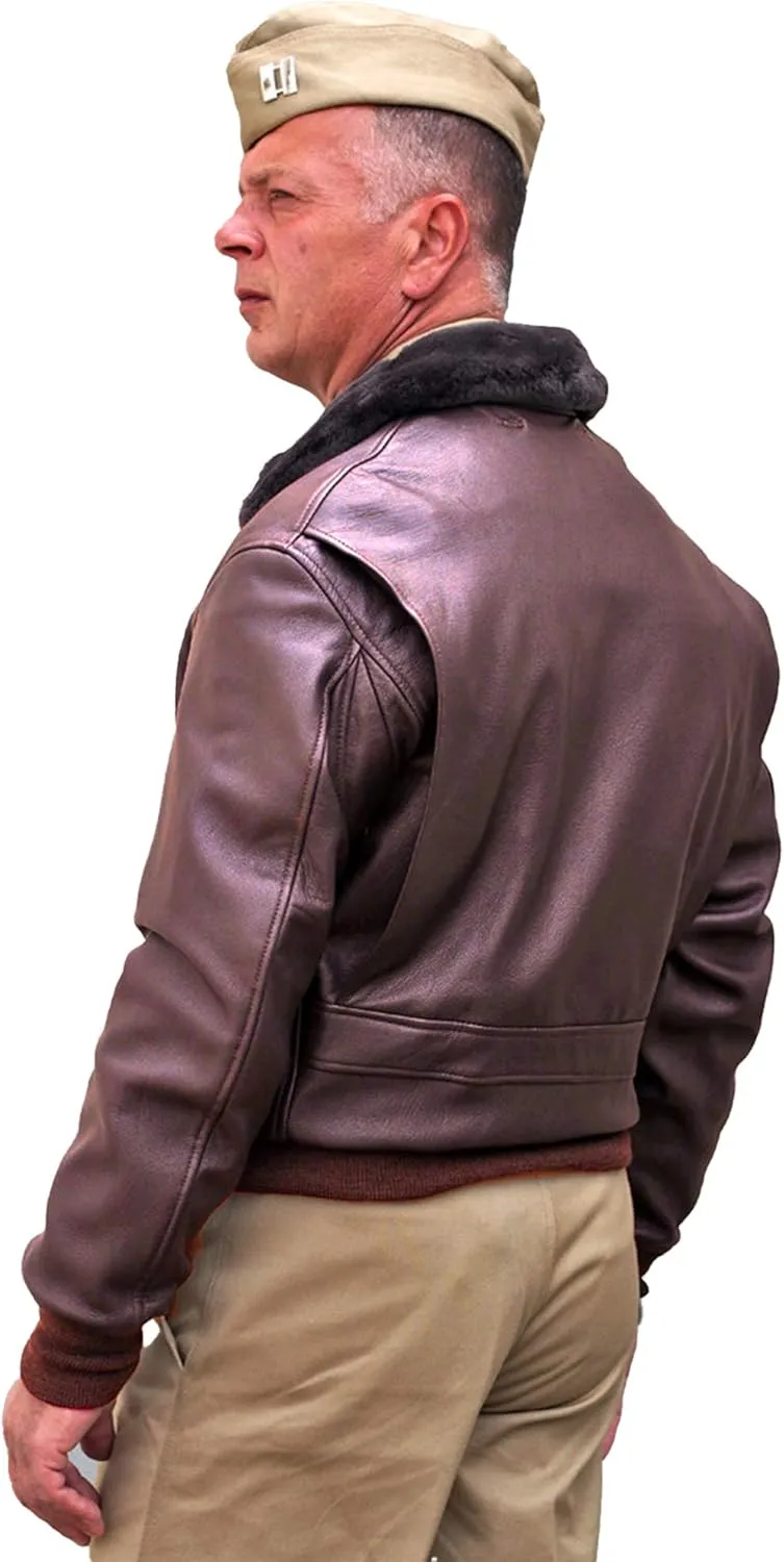 Classic G1 Bomber Jacket US Navy Leather Flight Jacket WWII Hellcat Aviator Coat