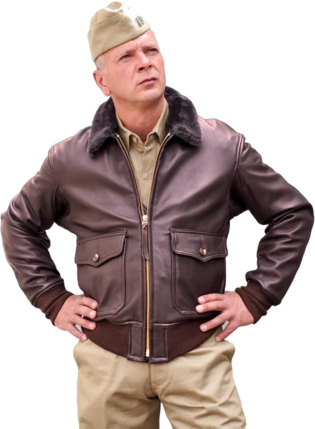 Classic G1 Bomber Jacket US Navy Leather Flight Jacket WWII Hellcat Aviator Coat