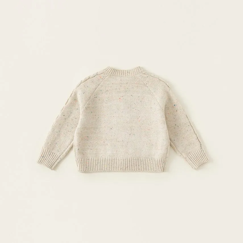 Colorful Button Cable Knit Cardigan