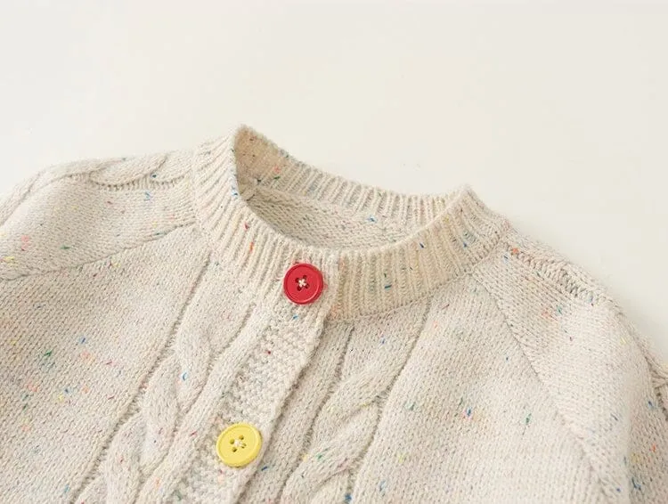 Colorful Button Cable Knit Cardigan