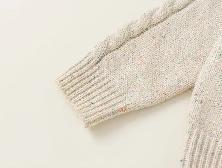 Colorful Button Cable Knit Cardigan