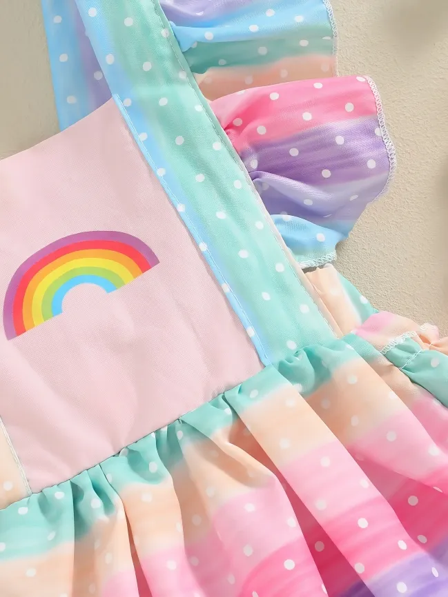 Colorful Rainbow Ruffled Baby Romper