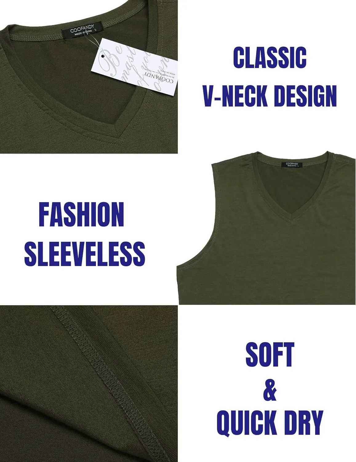 COOFANDY Men's 3 Pack Workout Tank Tops Gym Sleeveless Shirts V Neck Bodybuilding Muscle Tee Shirt