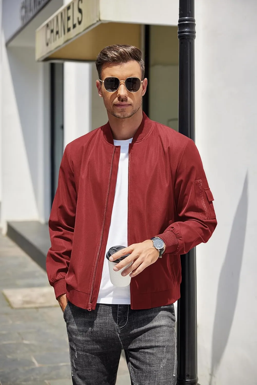 COOFANDY Men's Lightweight Bomber Jacket Casual Fashion Windbreaker Flight Zip Up Jackets Outdoor Coat