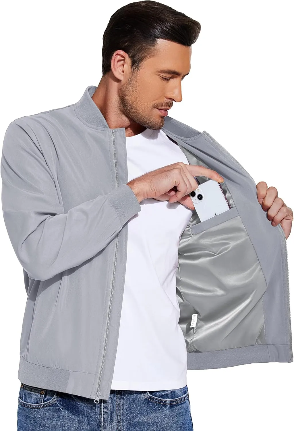 COOFANDY Men's Lightweight Bomber Jacket Casual Fashion Windbreaker Flight Zip Up Jackets Outdoor Coat
