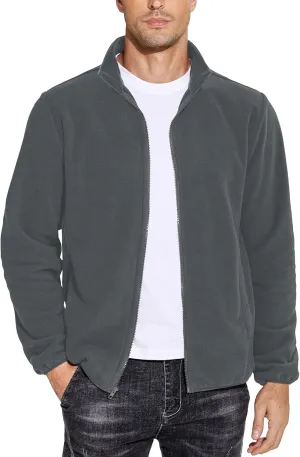 COOFANDY Men's Soft Polar Fleece Jacket Lightweight Full Zip Jackets Casual Outdoor Warm Jackets Coats with Pockets