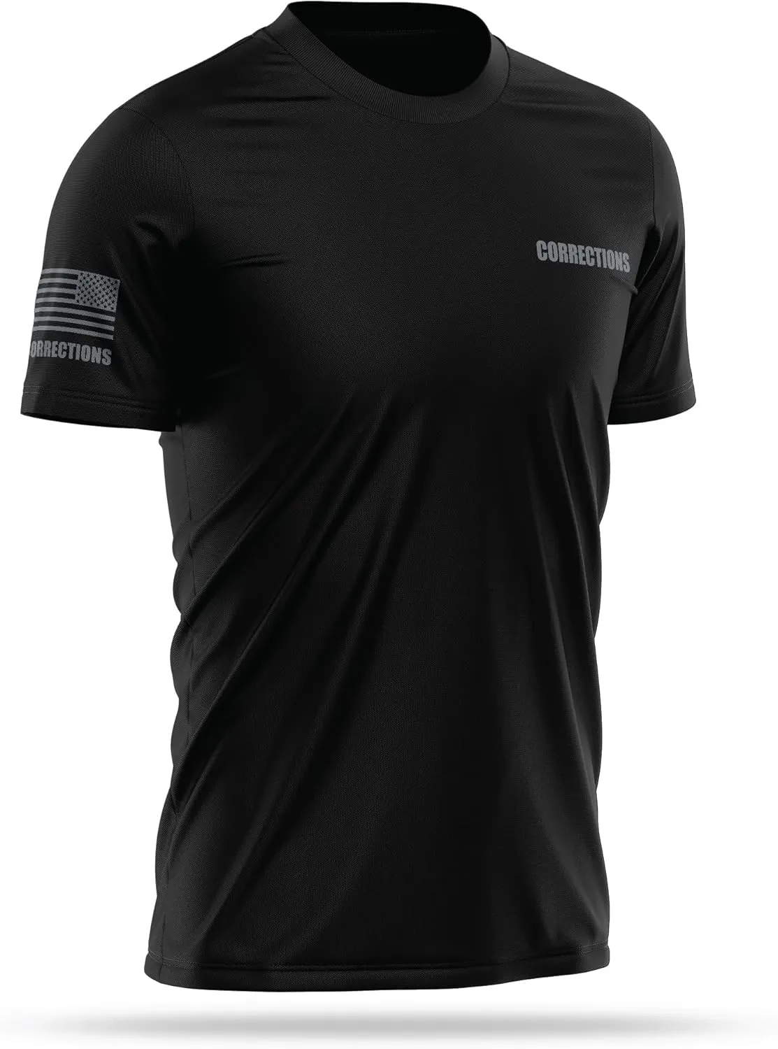 Corrections Utility Shirts for Men | USA Patriotic Lightweight Tee | Micro Polyester, Moisture-Wicking Quick-Dry.