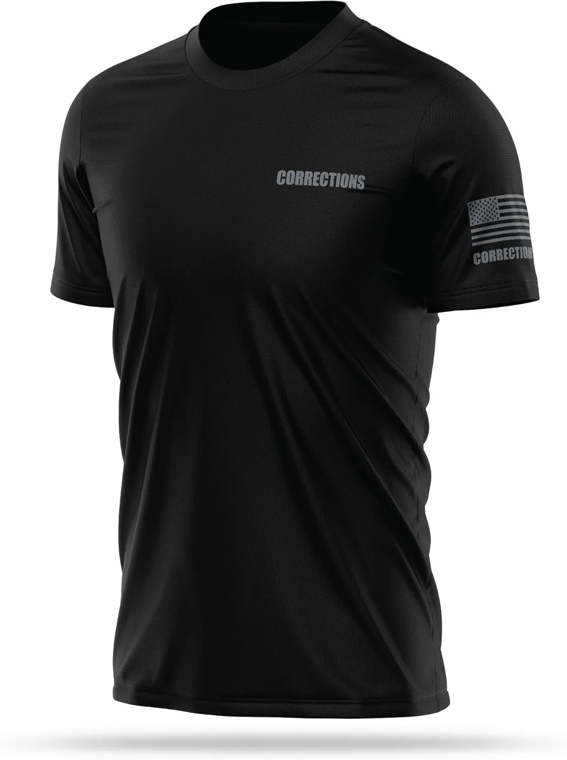 Corrections Utility Shirts for Men | USA Patriotic Lightweight Tee | Micro Polyester, Moisture-Wicking Quick-Dry.