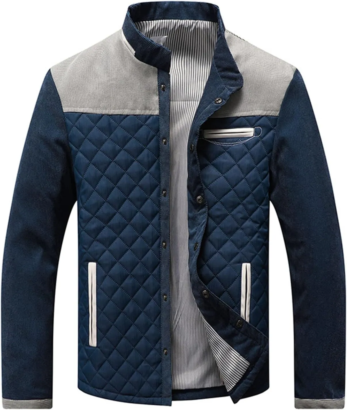 Crazynekos Men's Autumn Winter Cotton Coat Padded Jacket Warm Long Sleeve Top