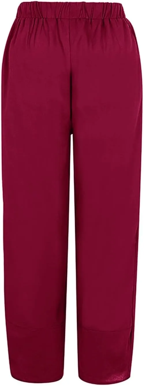 Cropped Pants for Women Boho Summer High Waist Capri Pants Dandelion Print Comfy Straight Leg Lounge Pant with Pockets
