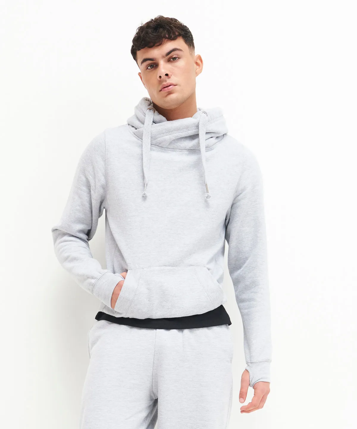 Cross neck hoodie | Dusty Pink