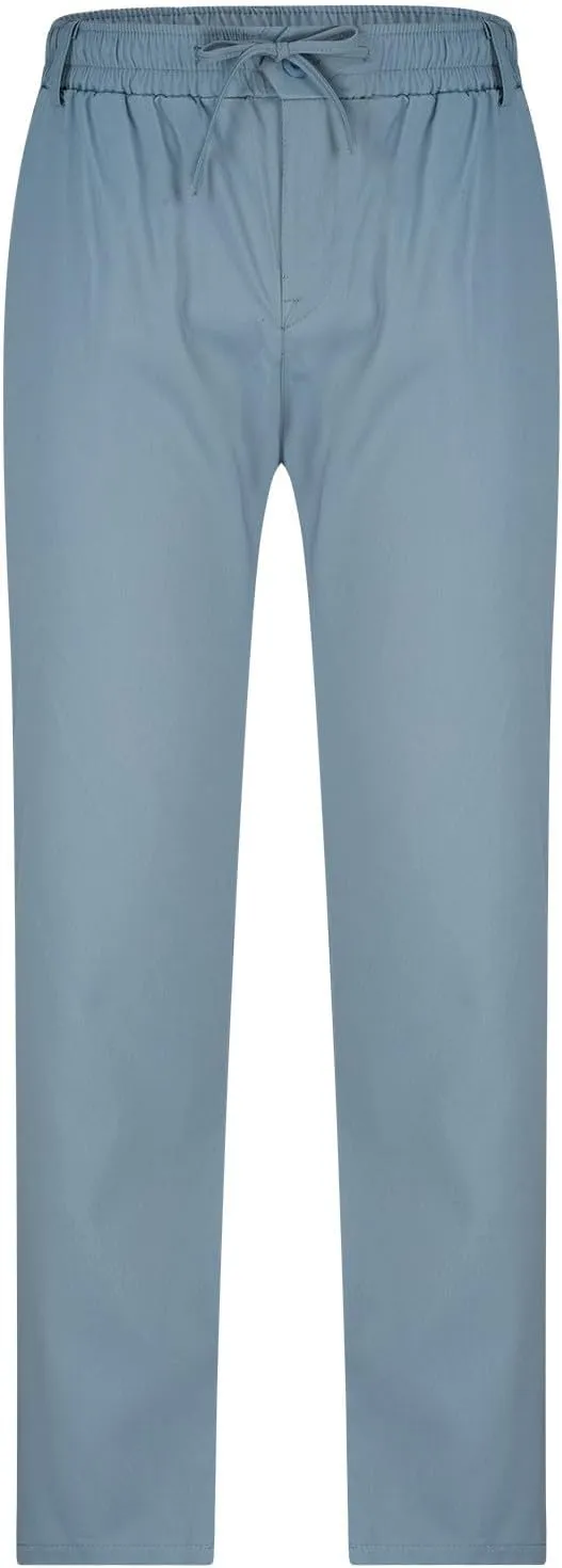 Ctreela Summer Fall Chino Pants Men Casual Drawstring Elastic Waist Daily Pants Lightweight Thin Slim-Fit Slacks Trousers