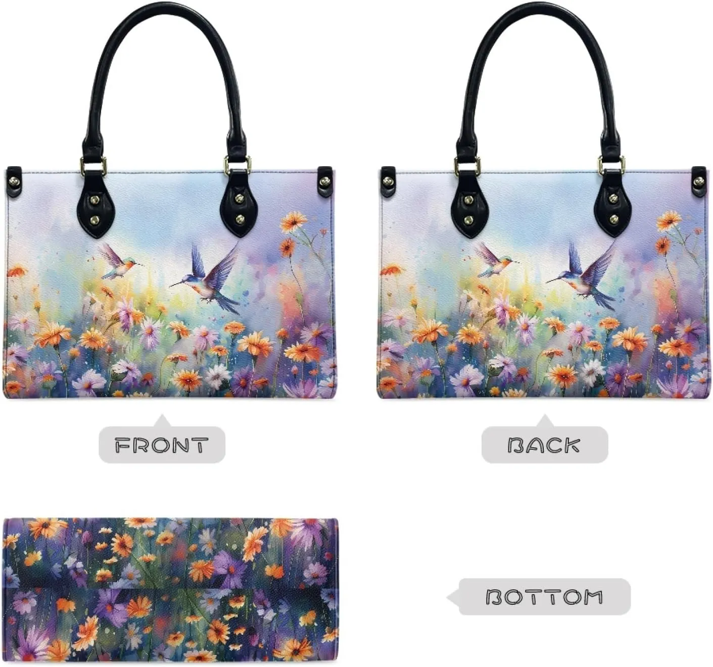 Customized Print Women PU Leather Shoulder Tote Bag Top Handle Satchel Handbags
