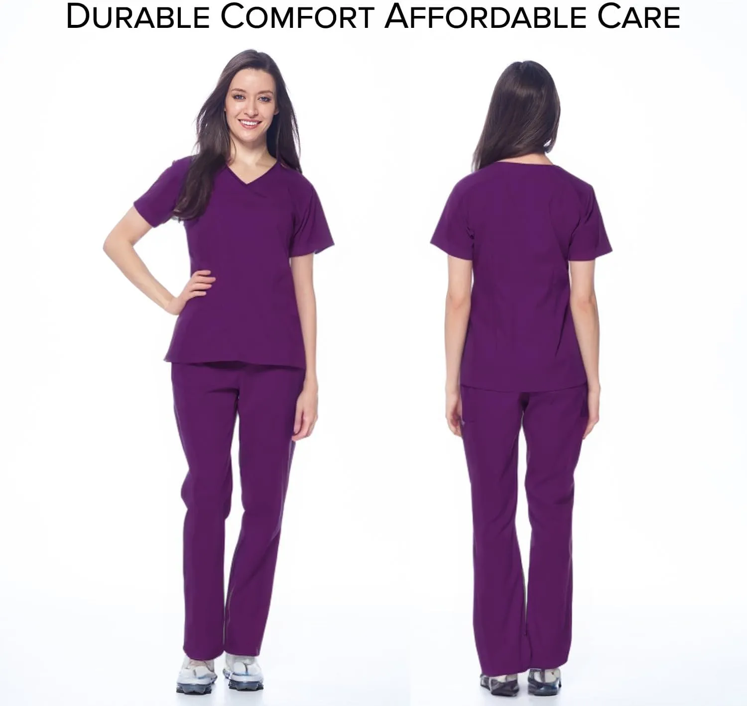 Dagacci Medical Uniform Women's Scrub Set Stretch Contrast Binding Top and Pants