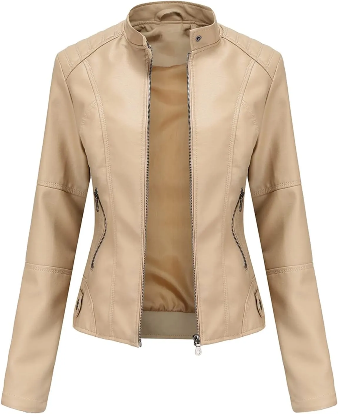 DEAR MODEL Faux Leather Jacket Women Bomber Jacket Women's Belted Motorcycle Jacket