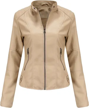 DEAR MODEL Faux Leather Jacket Women Bomber Jacket Women's Belted Motorcycle Jacket
