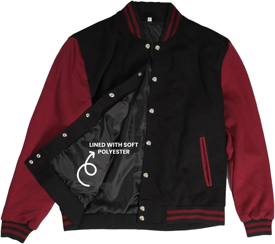 Decrum Varsity Jacket Men - High School Letterman Bomber Style Fleece Baseball Jackets For Men