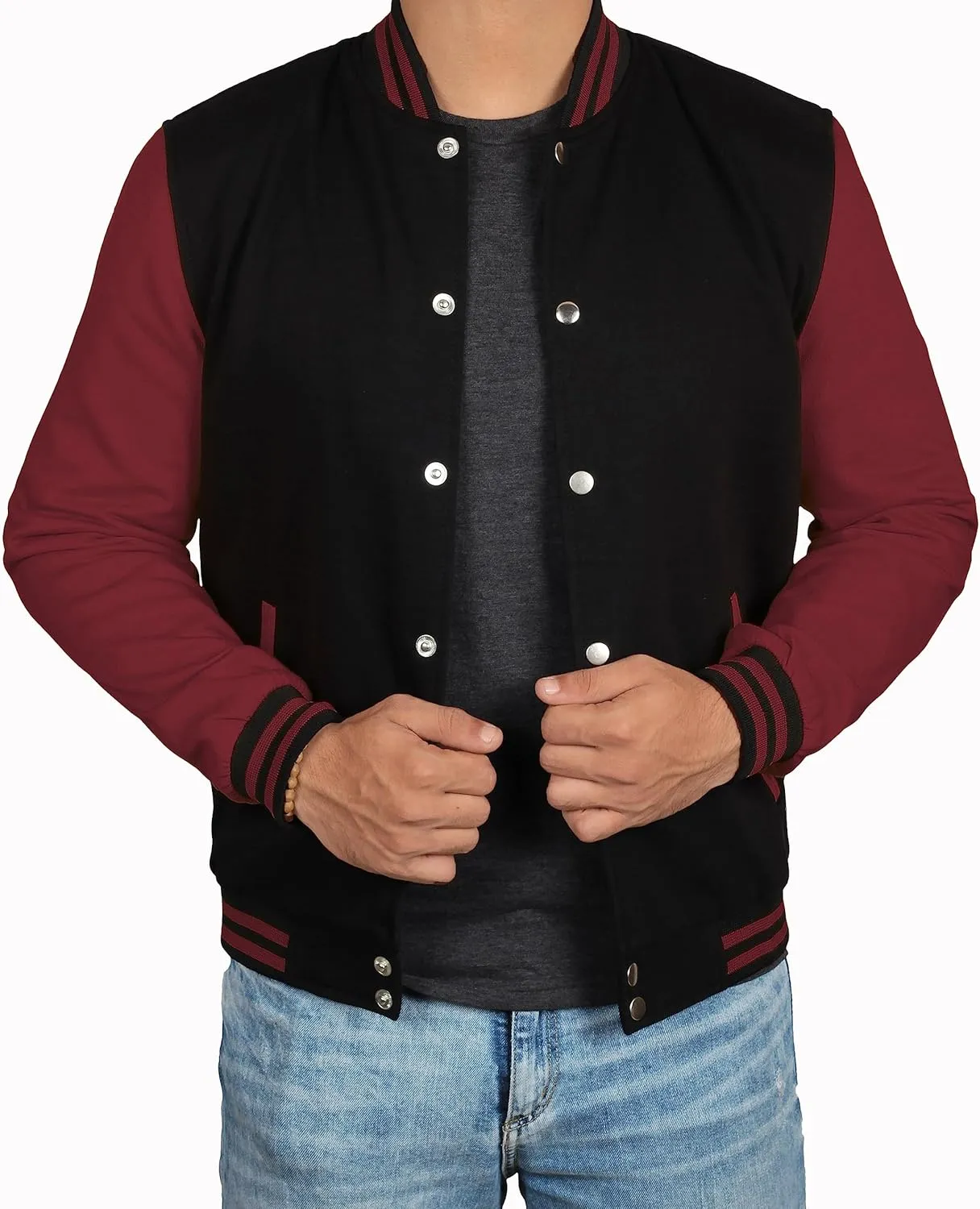 Decrum Varsity Jacket Men - High School Letterman Bomber Style Fleece Baseball Jackets For Men