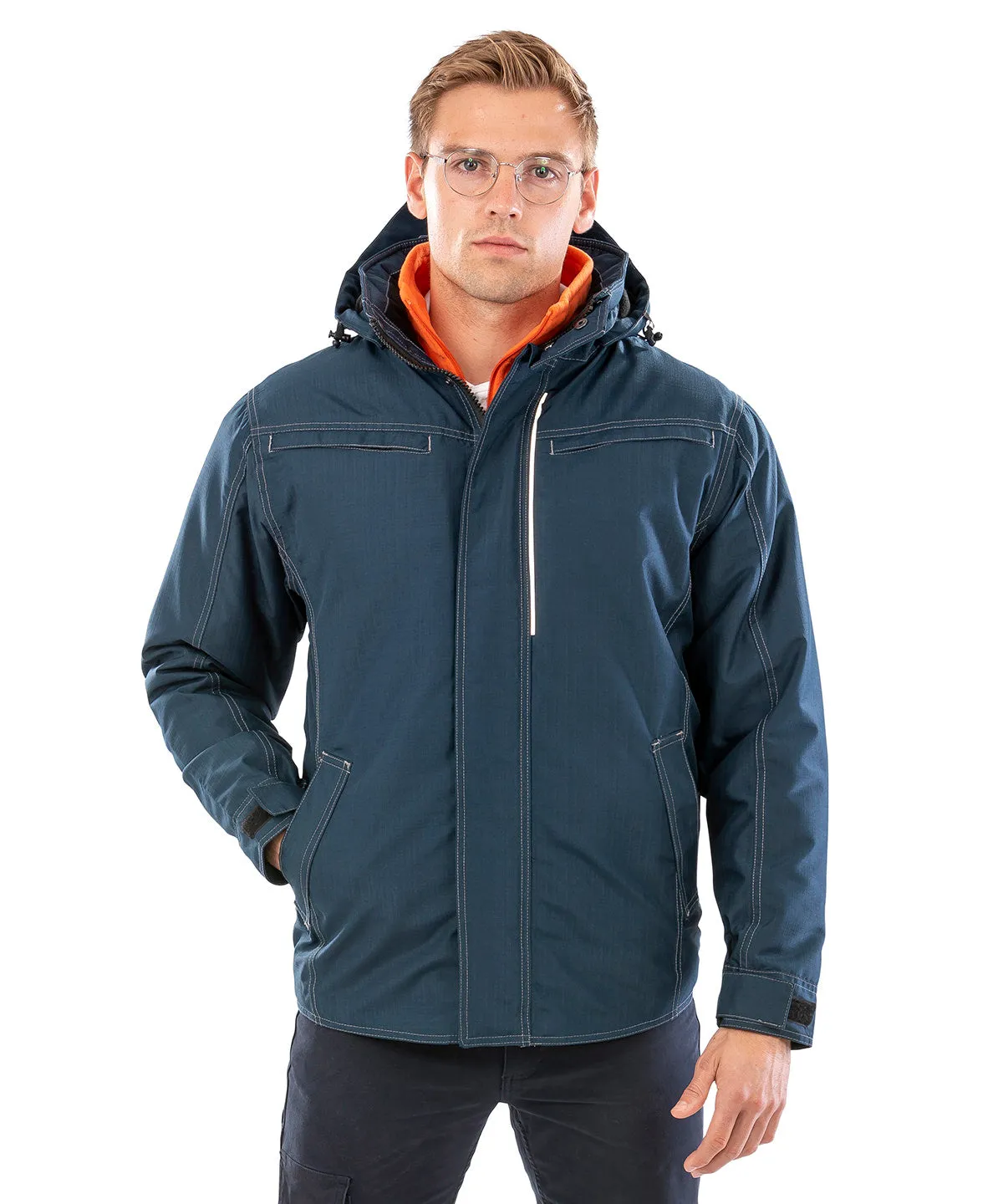 Denim texture rugged jacket | Navy