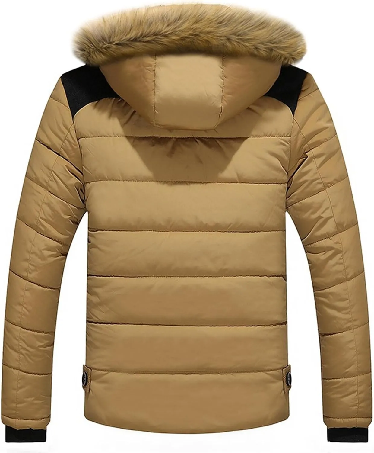 DGHM-JLMY Men's Cotton-Padded Jacket Coat Fur Collar Detachable Hooded Outerwear Casual Sherpa Fleece Lined Puffer Jackets