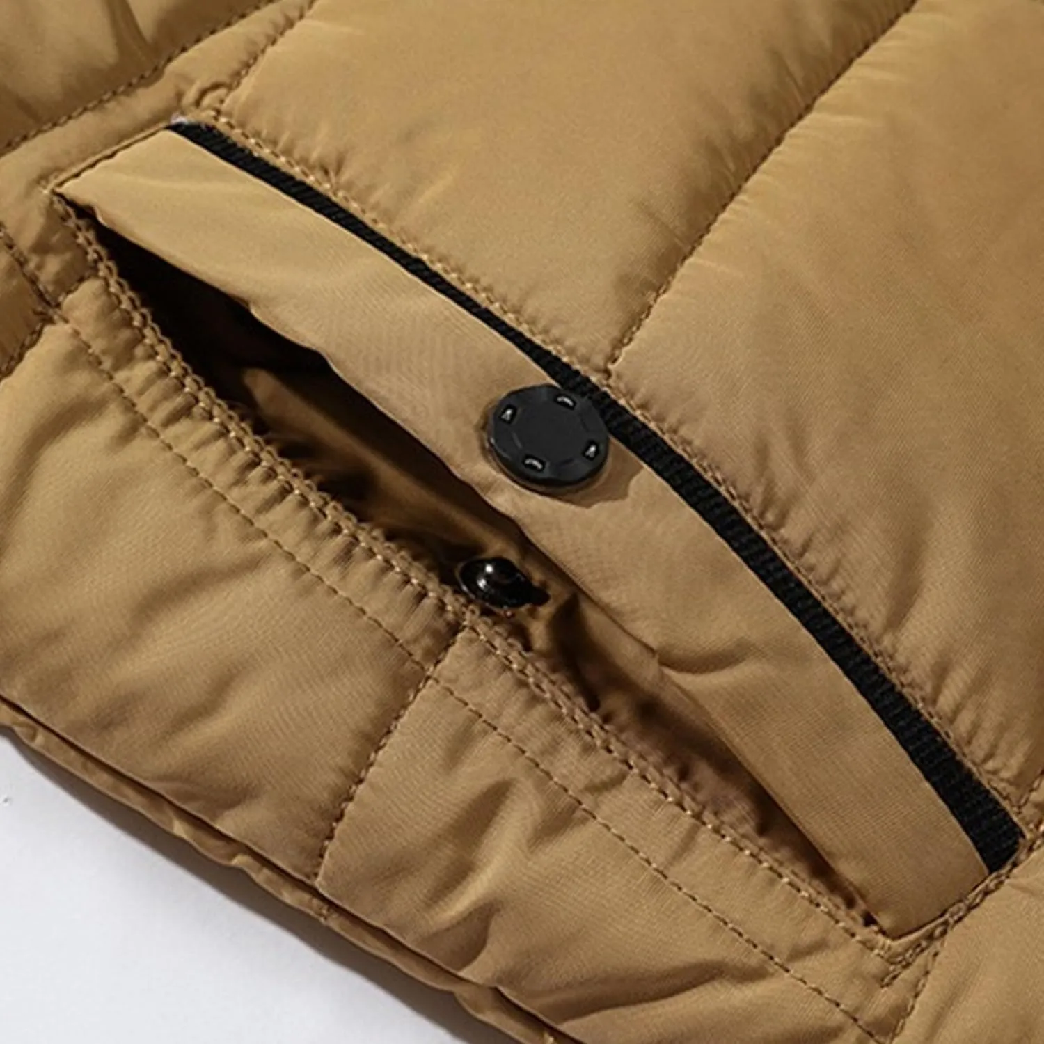 DGHM-JLMY Men's Cotton-Padded Jacket Coat Fur Collar Detachable Hooded Outerwear Casual Sherpa Fleece Lined Puffer Jackets