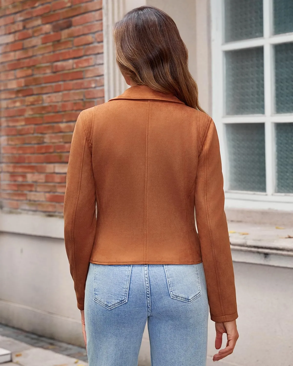 DIASHINY Faux Leather Jacket For Women Crop Short Cropped PU Slim Zip Up Moto Biker Coat Motorcycle Jackets