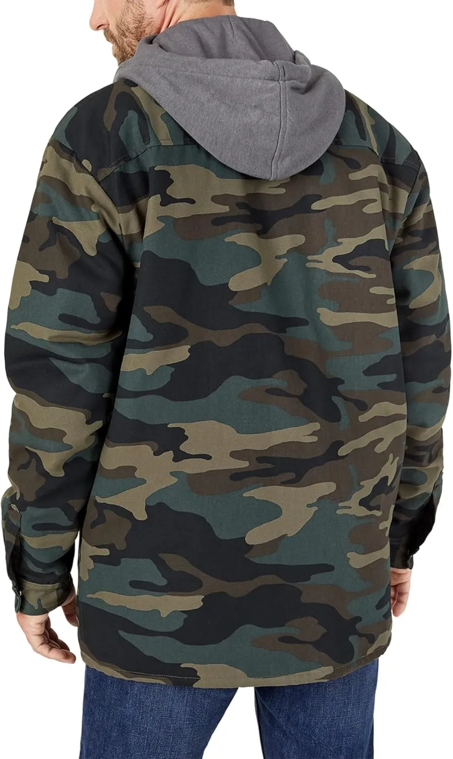 Dickies Men's Fleece Hooded Duck Shirt Jacket with Hydroshield