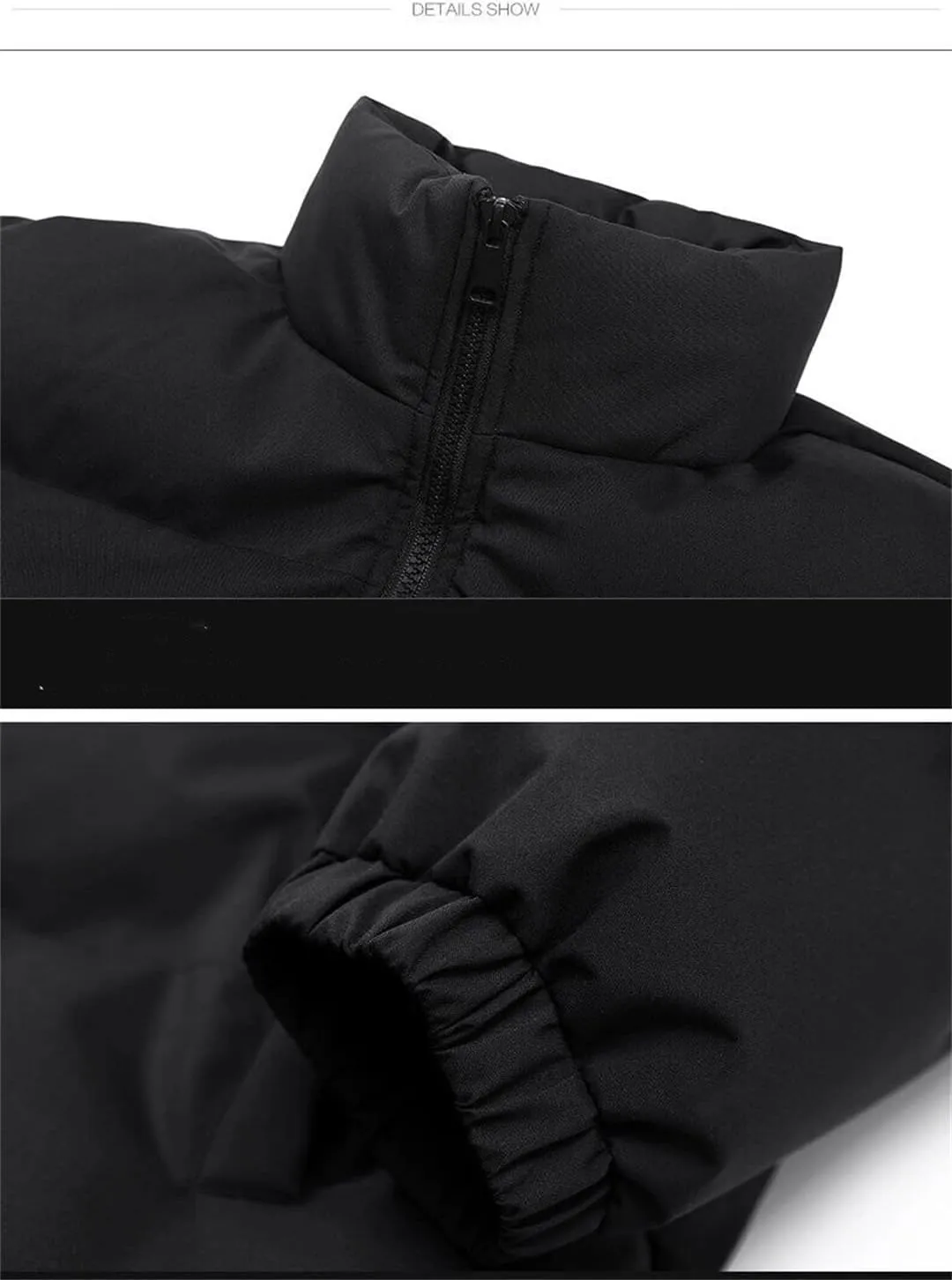 Disimlarl Men Outdoor Casual Parka Cotton-Padded Slim Warm Coat Zip Up Stand Collar Street Jacket
