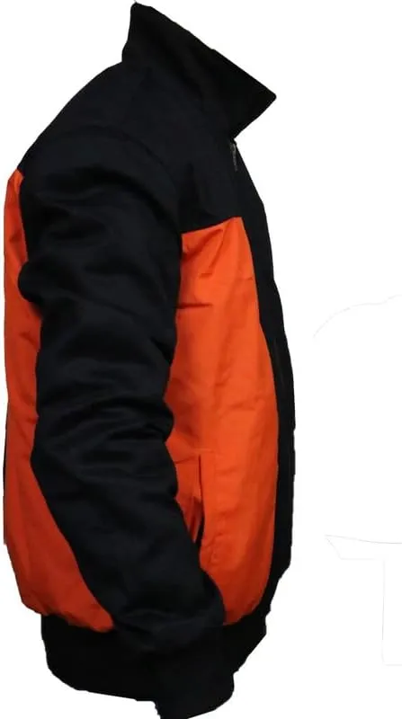 Dragon Bomber Ball Z Jacket - Black and Orange Cotton Windbreaker Lightweight Cosplay Jacket