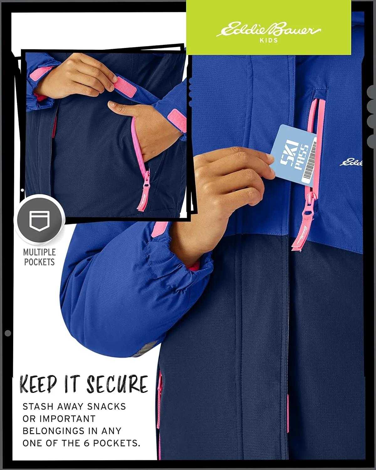 Eddie Bauer Kids' Ski Jacket - Waterproof 3 in 1 Insulated Coat with Removable Shell Jacket for Boys and Girls (3-16)